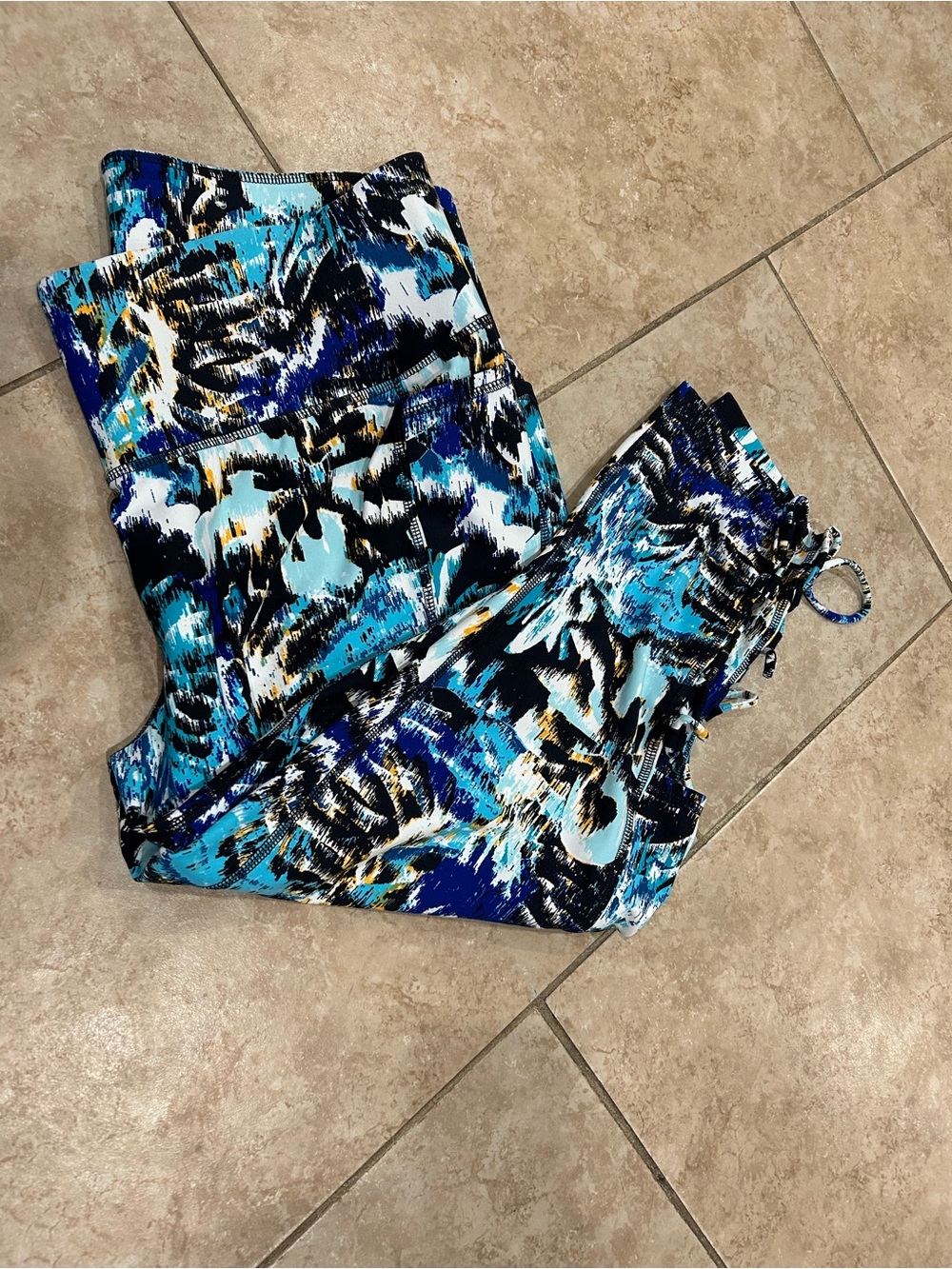 Lane Bryant Blue Multi Abstract Print Leggings